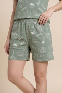 Zivame Knit Cotton Short Set - Iceberg Green — thumbnail 4